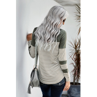 Green Pinstripe Patch Pocket Top