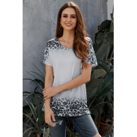 Gray Loose Snow Leopard Top