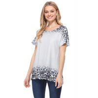 Gray Loose Snow Leopard Top