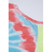 Red Raglan Sleeves Tie Dyed Tee