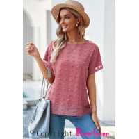 Swiss Dot Texture Short Sleeve Top