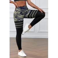 Green Camo Print Striped Sport Pants