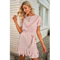 Pink Tassel Bust Wrap Bottom Dress