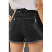 Black Gypsy Mid-rise Distressed Denim Shorts