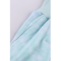 Sky Blue Tie-dye Pocket Casual Pants With Slit