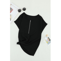 Black Zip To It Blouse