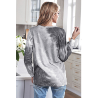 Ombre Gray Tie-dye Long Sleeve Top