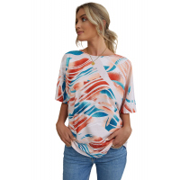 Tie-dye Print Flowy Dolman Top