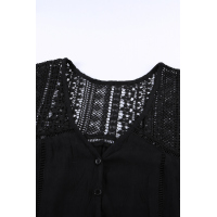 Black Lace Tie Front Button Tank Top