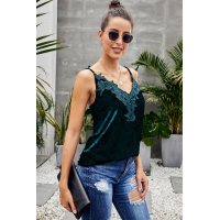 Green Whimsical Velvet Cami Tank