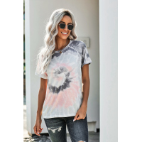 Gray Raglan Sleeves Tie Dyed Tee