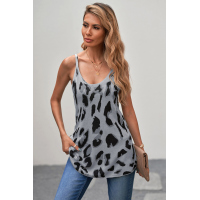 Gray Leopard Knit Tank Top