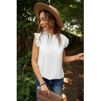 White Flounced Tank Top