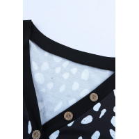 Spotted Print Black Long Sleeve Knit Top