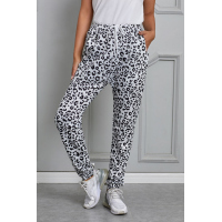 White Casual Skinny Leopard Print Pants