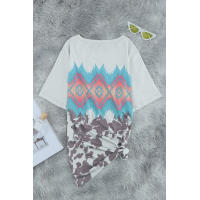 Multi-color Aztec Geometric Print T-shirt