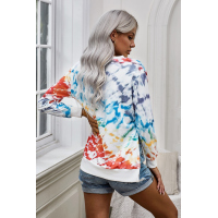 High Low Hem Tie-dye Print Top with Slits