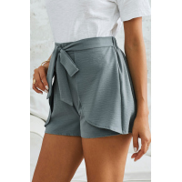 Green Plain Drawstring Waist Fashion Shorts