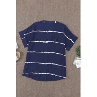 Blue Striped Folded Short Sleeve Shirt