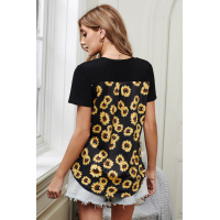 Yellow Printed Splicing T-Shirt