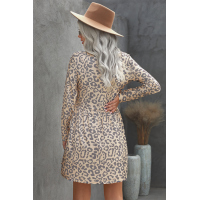 Long Sleeve Leopard Print Mini Dress