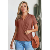 Rusty Crepe Drape Blouse