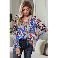 Multicolor Split Neck Printed Blouse