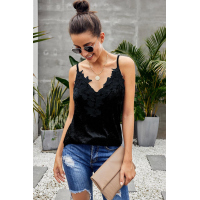 Black Whimsical Velvet Cami Tank