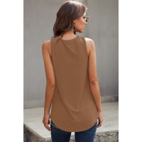 Brown Just Say The Word 3 Button Tank Top