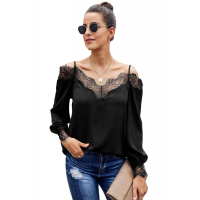 Black Lace Cold Shoulder Blouse