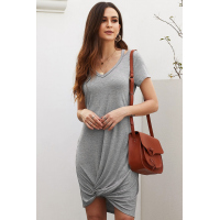 Gray Clear Skies Jersey Twist T-Shirt Dress