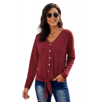 Red Dearly Loved Button Up Top