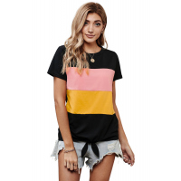 Color Block Panel Front T-shirt with Knot