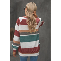 Multi-color Striped Balloon Sleeves Top