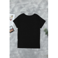 Sequin Pocket Black Short Sleeve T-shirt