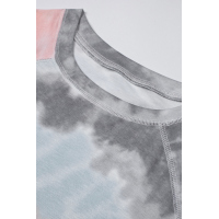 Gray Raglan Sleeves Tie Dyed Tee