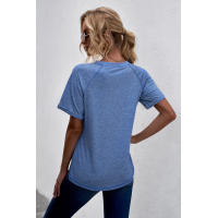 Blue Heathered Round Neck T-shirt