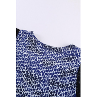 Blue Print Lace Shoulder Tank Top