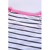 Striped Leopard Patchwork Cold Shoulder T-shirt