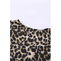 Leopard Hollow-out Neck Tee with Knot Hem