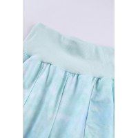 Sky Blue Tie-dye Pocket Casual Pants With Slit