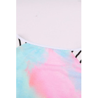 Sequin Pocket Tie-dye Panel Striped Sleeve Top