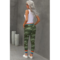 Rainbow Stripe Green Camo Casual Pants