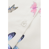 Apricot Butterfly Print Pocketed Shirt