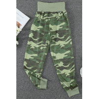 Green Camouflage Pocket Casual Pants With Slit