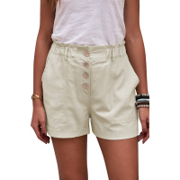 Khaki Cuffed High Waist Shorts