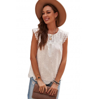 White Sleeveless Eyelet Tank Top