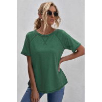 Green Heathered Round Neck T-shirt