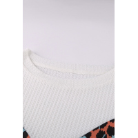 Black Colorblock Leopard Patchwork Knit Top