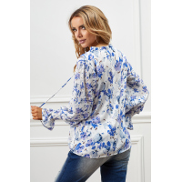 Blue Cakewalk Floral Smocked Blouse